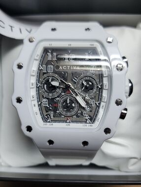 Ativa White Sport Resin Watch with Silver Accents